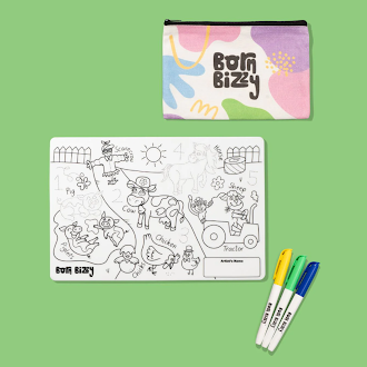 Moo-tastic Farmyard Reusable Silicone Drawing Mini Mat Set – Born Bizzy
